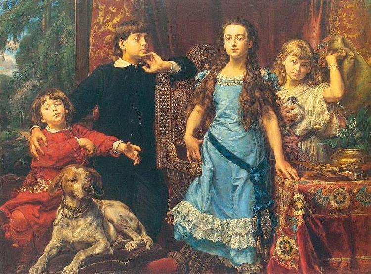Jan Matejko Portrait of the artist's four children. oil painting image